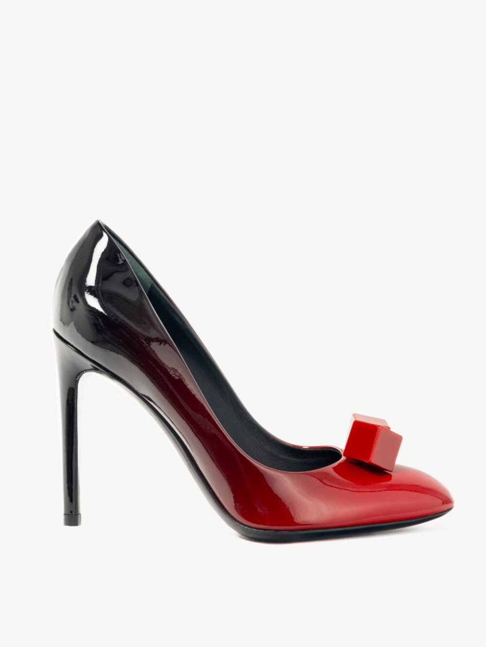 Louis Vuitton Gossip Red & Black Ombre Patent Leather Cube Heels